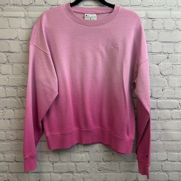 Champion Authentic Athletic Wear Pink Ombre Crewneck Sweater Medium Casual - Picture 1 of 6